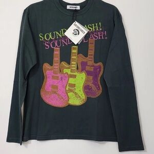 NWT Daydreamer Band Graphic Long Sleeve Tshirt XS Oversized Rocker Punk Neon Top